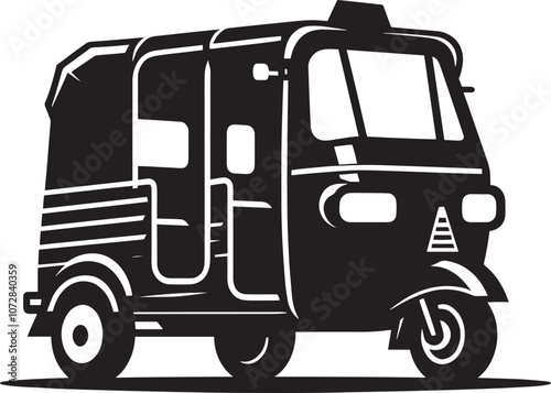 Auto rickshaw vehicle silhouette vector illustration isolated on a white background