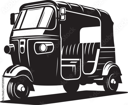 Auto rickshaw vehicle silhouette vector illustration isolated on a white background