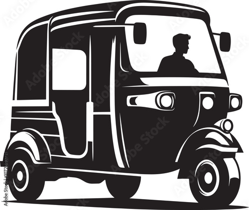 Auto rickshaw vehicle silhouette vector illustration isolated on a white background