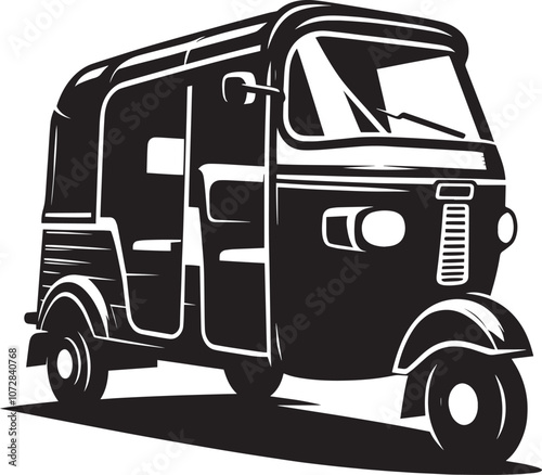 Auto rickshaw vehicle silhouette vector illustration isolated on a white background