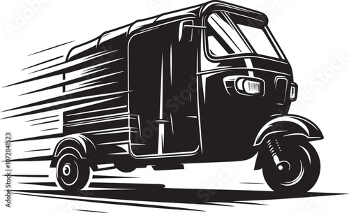 Auto rickshaw vehicle silhouette vector illustration isolated on a white background