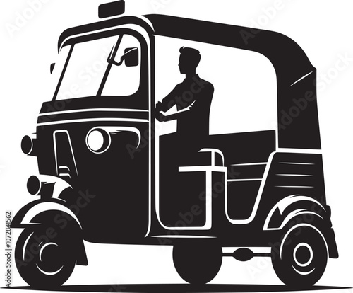 Auto rickshaw vehicle silhouette vector illustration isolated on a white background