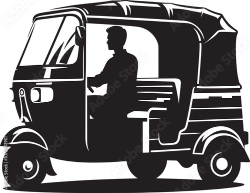 Auto rickshaw vehicle silhouette vector illustration isolated on a white background