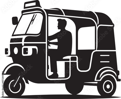 Auto rickshaw vehicle silhouette vector illustration isolated on a white background