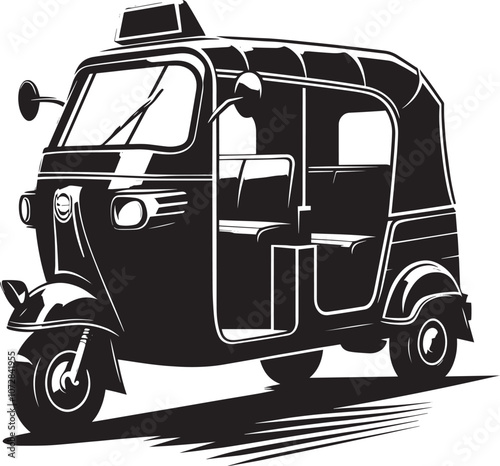 Auto rickshaw vehicle silhouette vector illustration isolated on a white background