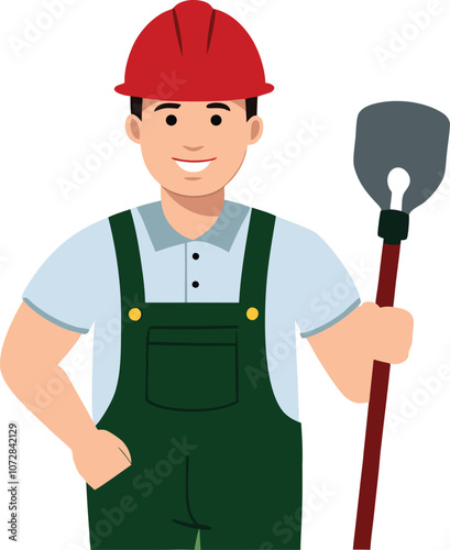 builder character working with the shovel.eps