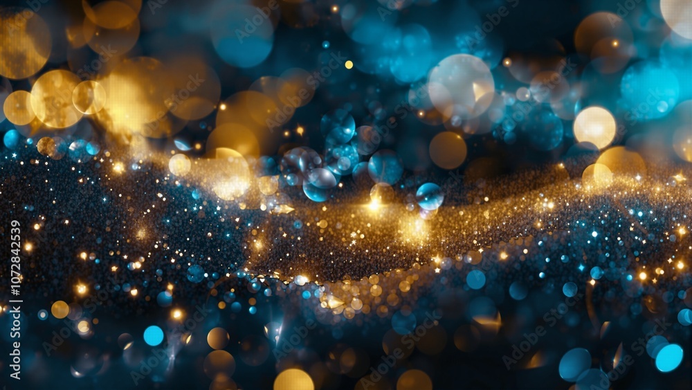 background of abstract glitter lights. blue, gold and black. de focused. banner background of abstract glitter lights. blue, gold and black. de focused. banner