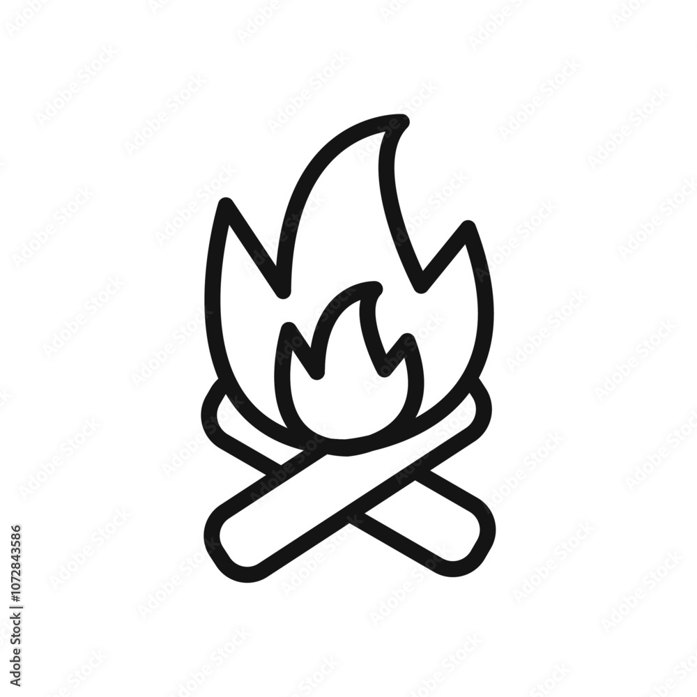 Campfire icon vector line logo art Campfire icon vector line logo art