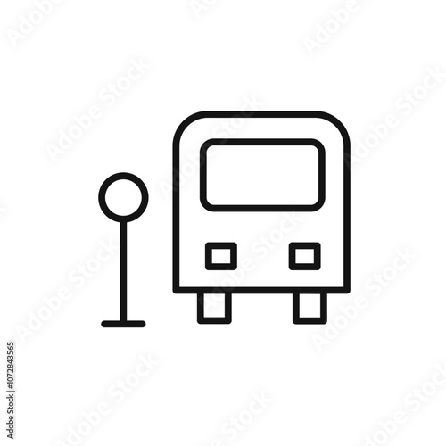 Bus stop stand icon vector line logo art