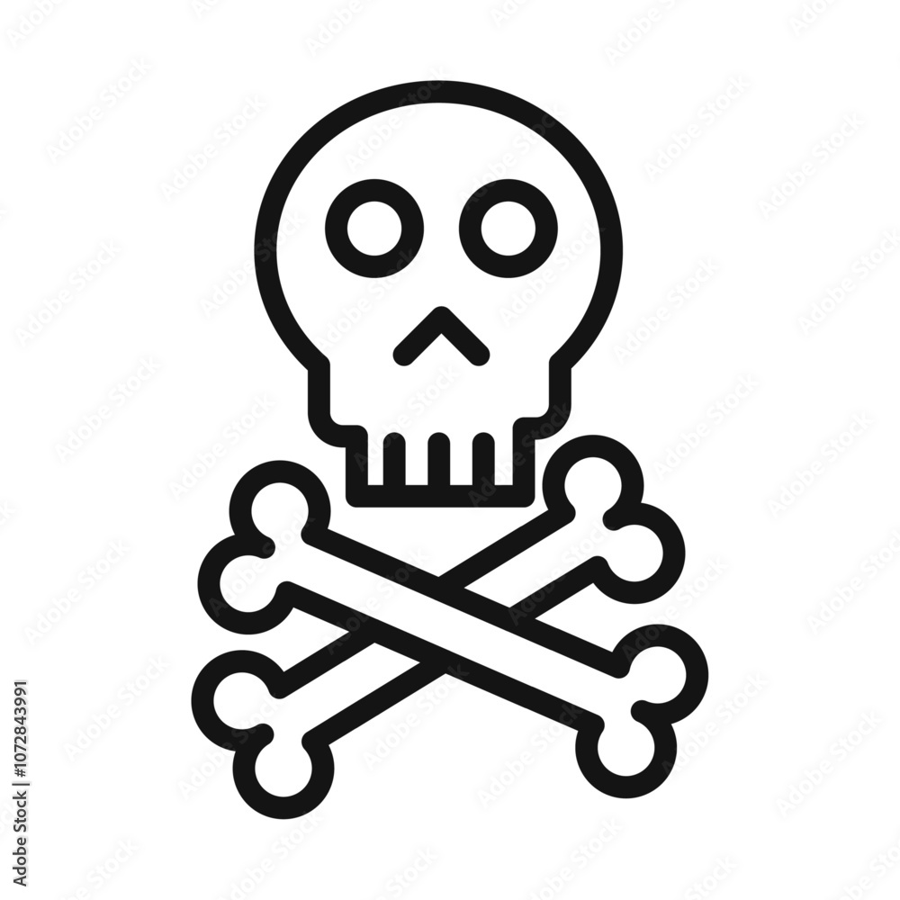 Crossbones skull icon vector line logo art Crossbones skull icon vector line logo art