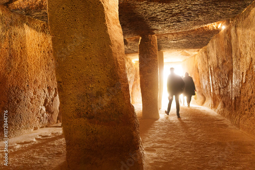 Interior of the Menga dolmen at the Antequera Dolmens site