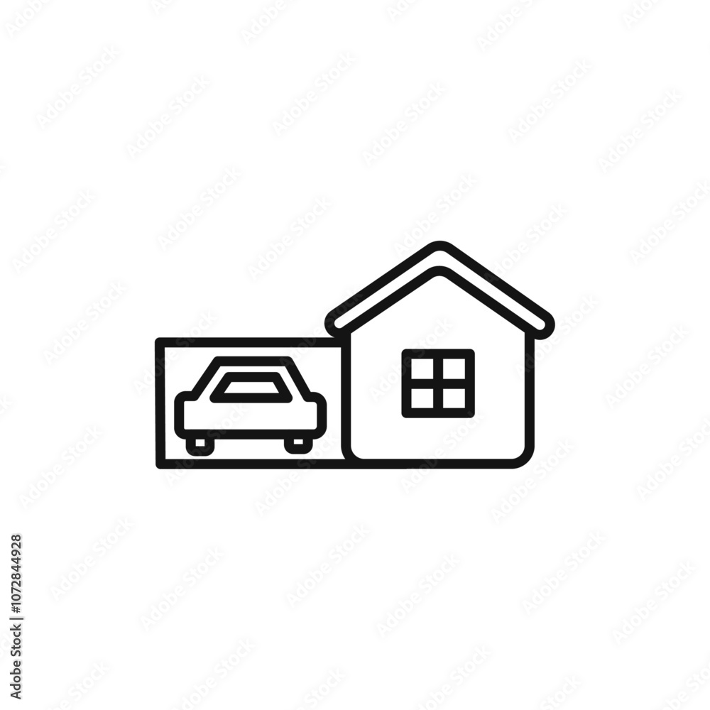 house with garage icon vector line logo art house with garage icon vector line logo art