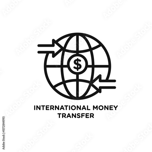 International money transfer icon vector line logo art