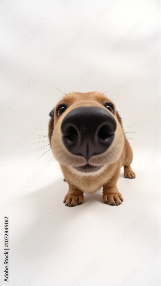 Fototapeta premium Generative AI, close-up of a Blue and Tan Dachshund puppy against white background