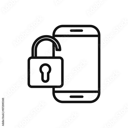 Mobile Unlock icon vector line logo art