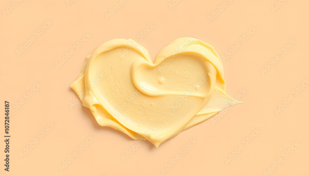Heart shape shea butter cream texture smudge stroke on beige brown color background isolated with white highlights, png Heart shape shea butter cream texture smudge stroke on beige brown color background isolated with white highlights, png