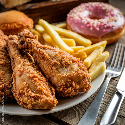 Fried Chicken image for product photos tabble in Low Angle point of view photo