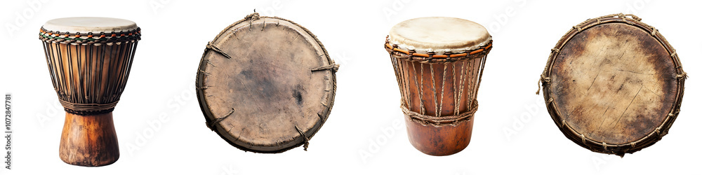 Set of a chic African drum, isolated on a transparent background. Set of a chic African drum, isolated on a transparent background.