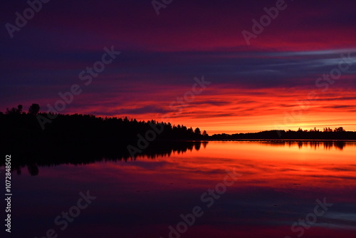 sunset over the lake