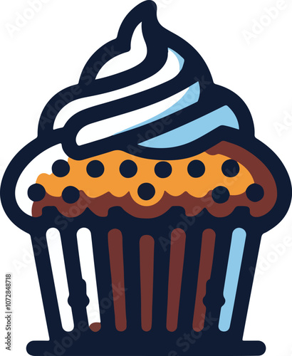 Delicious chocolate chip muffin PNG with transparent background for bakery and dessert design projects