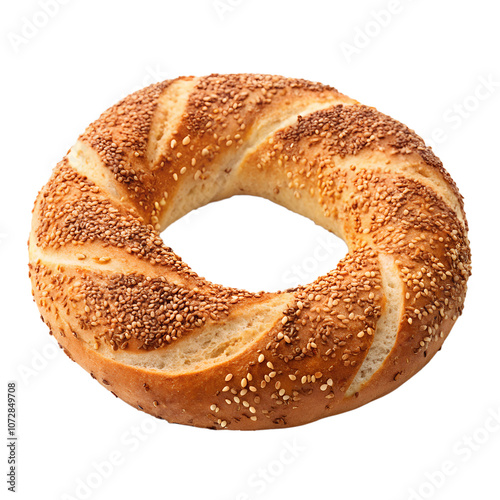 Simit Turkish bread, isolated on transparent background