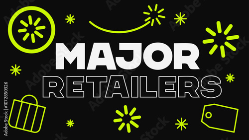 Black Friday sale. Social media post template, major retailers, vector.