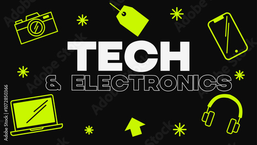 Black Friday sale. Social media post template, tech and electronics, vector.