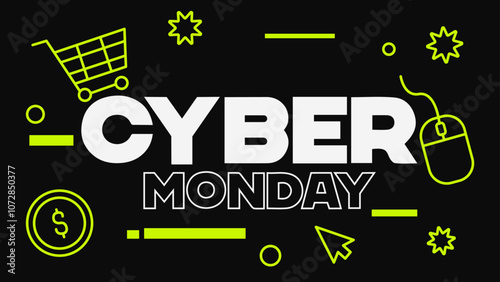 Cyber Monday, Social media post template, cyberweek, vector.