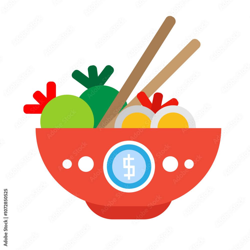 Fototapeta premium Colorful Bowl of Ramen with Chopsticks