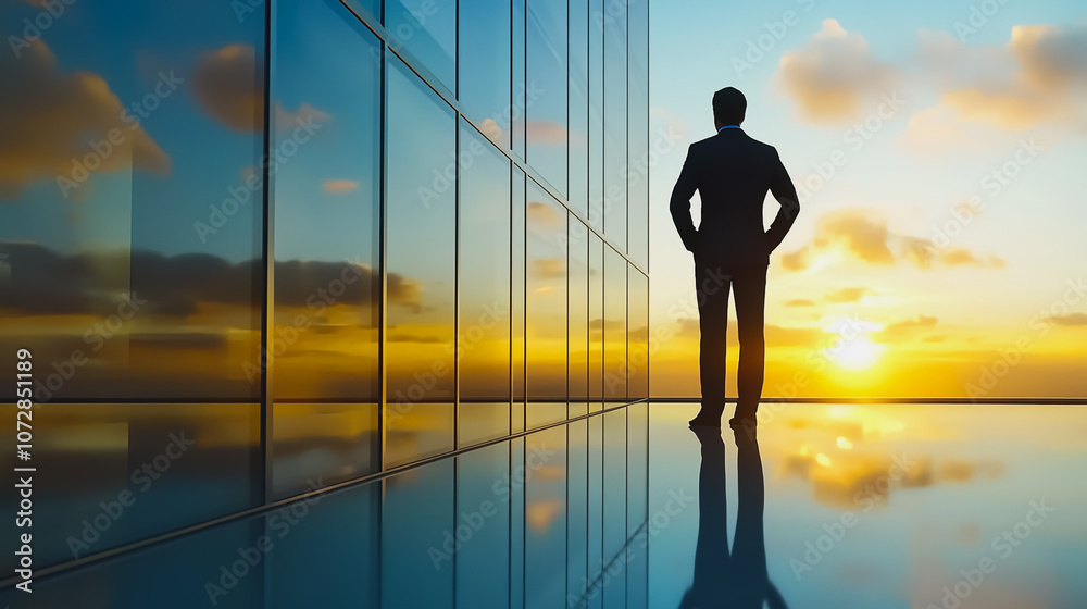 Abstract business man stands on the peak of success amid tall, innovative Smart city and graphs with statistics to analyze business potential and predict future developments in company growth. Abstract business man stands on the peak of success amid tall, innovative Smart city and graphs with statistics to analyze business potential and predict future developments in company growth.