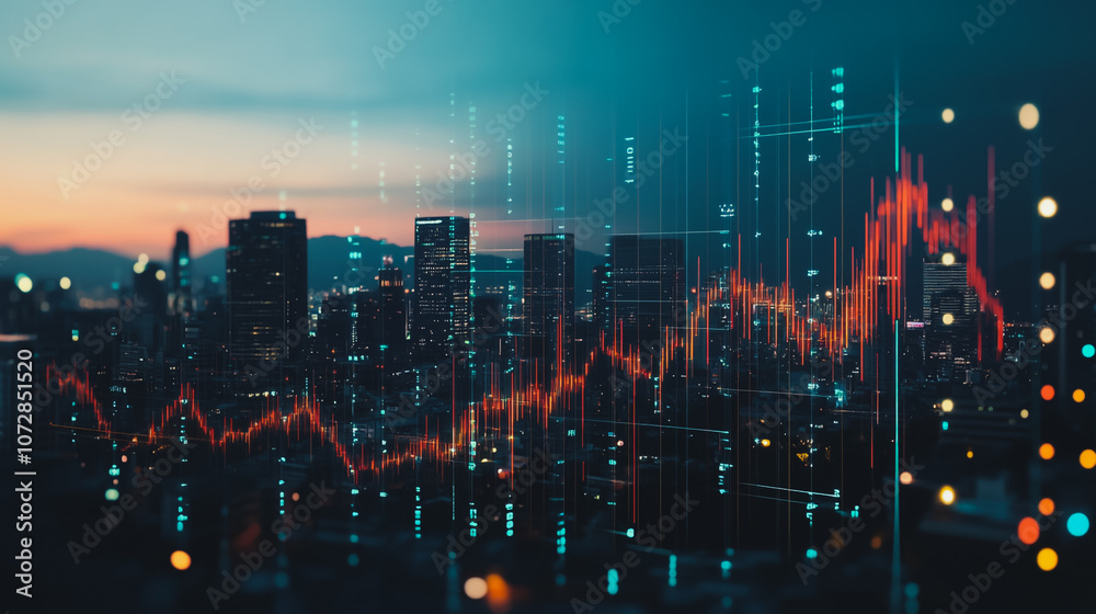 Abstract business man stands on the peak of success amid tall, innovative Smart city and graphs with statistics to analyze business potential and predict future developments in company growth. Abstract business man stands on the peak of success amid tall, innovative Smart city and graphs with statistics to analyze business potential and predict future developments in company growth.