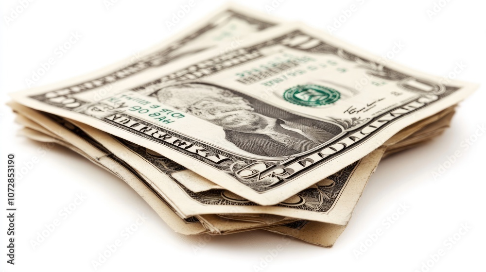 Close-up View of Stacked Dollar Bills with an Emphasis on Currency Value and Cash Flow in a Financial Context for Economic Illustrations and Graphics Close-up View of Stacked Dollar Bills with an Emphasis on Currency Value and Cash Flow in a Financial Context for Economic Illustrations and Graphics