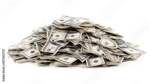 A Large Pile of U.S. Dollar Bills Stacked Neatly on a Clean Surface, Symbolizing Wealth, Abundance, and Financial Success in a Business Environment photo