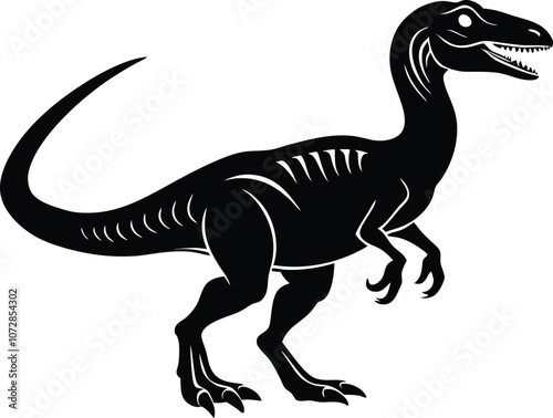 dinosaur silhouette, T-rex monster reptiles, Tyrannosaurus vector