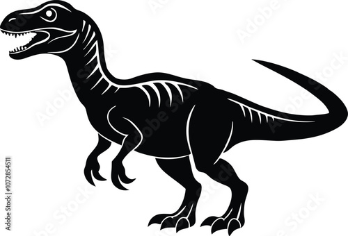 dinosaur silhouette, T-rex monster reptiles, Tyrannosaurus vector