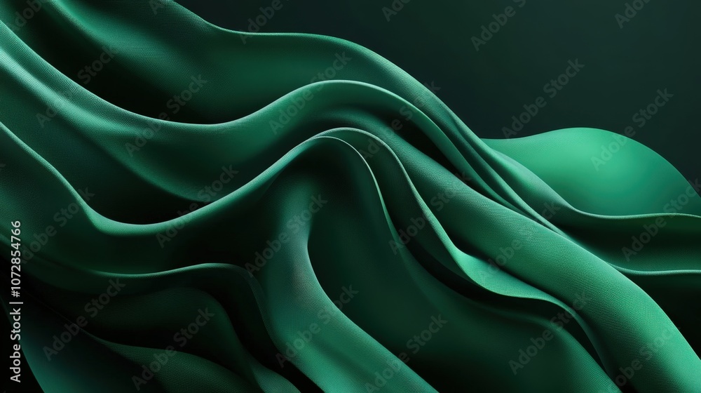 Obraz premium Fluid, organic shapes in shades of emerald green and dark blue flowing seamlessly into one another against a dark background.