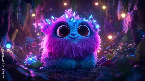 Cute Fluffy Creature in a Magical Forest