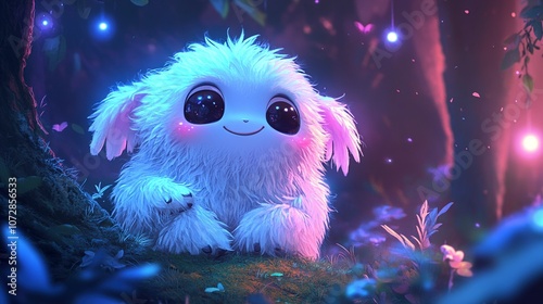 Cute Fluffy Creature in a Magical Forest