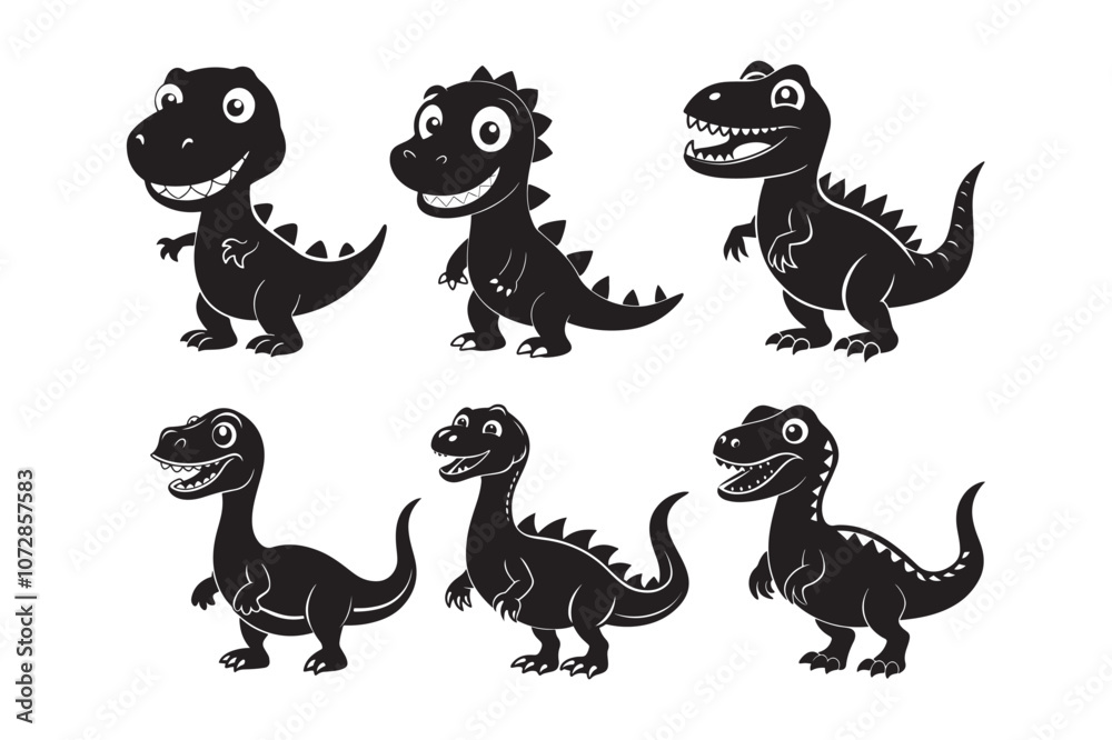 Obraz premium Dinosaurs Silhouette vector illustration, Dinosaurs Silhouette, Dinosaurs Silhouette Bundle 