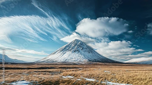 Snow-Capped Mountain Peak Time Lapse, with Dramatic Clouds and Vast Landscape, Scenic Nature Travel Destination