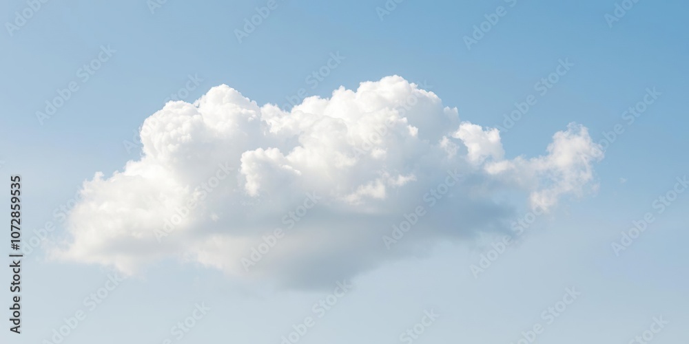 Fluffy white cloud floating in the clear sky, calming, ethereal Fluffy white cloud floating in the clear sky, calming, ethereal