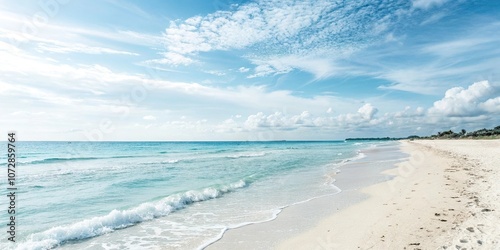 Gentle blue watercolor background with a subtle beach scene, seagulls, sand dunes, gentle blue, expansive