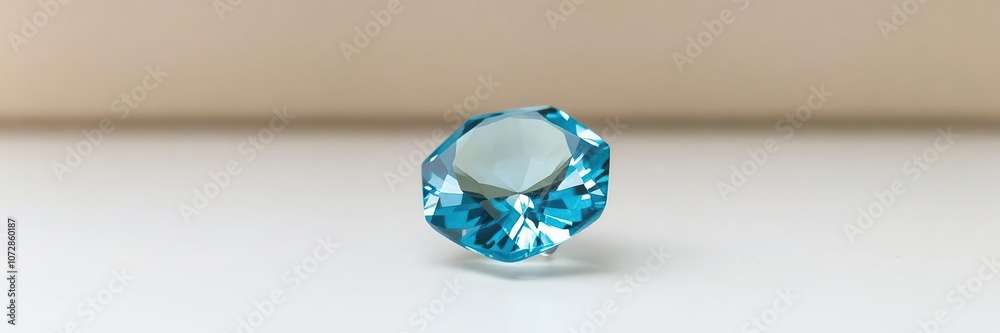 A stunning natural blue zircon gem shining on a plain neutral background, natural, exquisite A stunning natural blue zircon gem shining on a plain neutral background, natural, exquisite