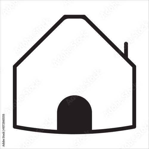 A simple house icon featuring a distinct roof cutout. Perfect for real estate, property management, or architecture apps with a clean, minimalist aesthetic.