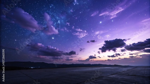 Ominous purple-blue gradient backdrop with wispy clouds and scattered starlight, alieninvasion, dystopianworlds photo