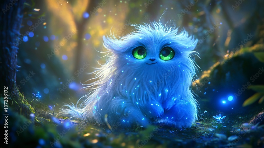 Magical Blue Creature in a Forest Magical Blue Creature in a Forest