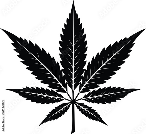 Marijuana vector cannabis leaf weed icon, marijuana leaf silhouette