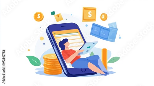 A person using a smartphone app for budgeting or managing personal finances