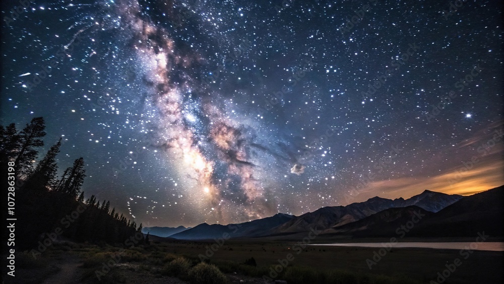 Cosmic canvas with twinkling stars and a vast galaxy background, nighttime, galaxy cluster, celestial scene, stardust Cosmic canvas with twinkling stars and a vast galaxy background, nighttime, galaxy cluster, celestial scene, stardust