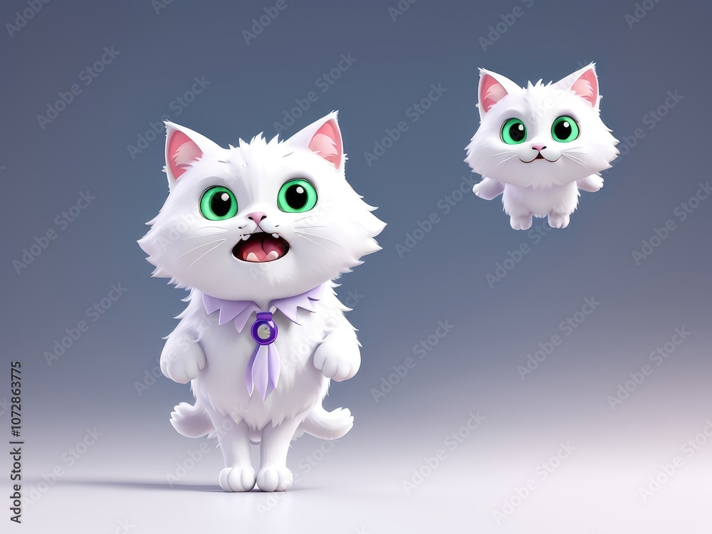 3d cute white cat cartoon 3d cute white cat cartoon